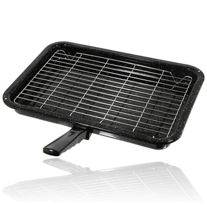 Cooker Grill Pan Kit Complete with handle & Wire Tray Universal (380mm x 280mm)