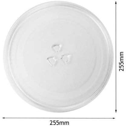 Microwave Glass Plate 255 mm UNIVERSAL Glass 3 pips Turntable Plate for Microwave Ovens 245mm