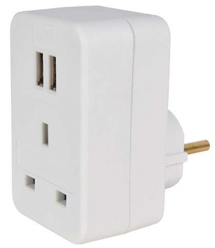 UK to Europe Travel Adaptor with Twin USB