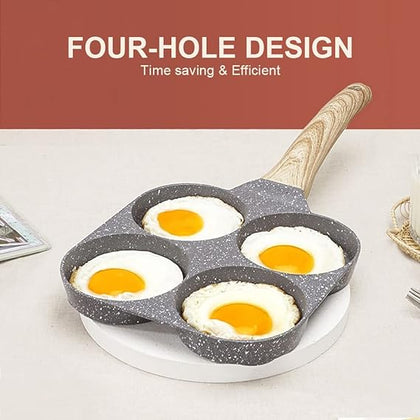 Pancake Pan Induction 4 Holes Fried Egg Pan Non-Stick Eye Pan Aluminium Induction - Bobikuke