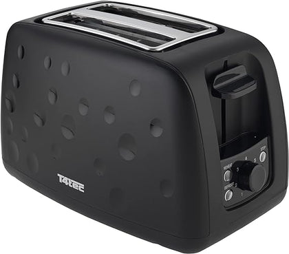 T4TEC BLACK QUIRKY 2 SLICE TOASTER REMOVABLE CRUMB TRAY