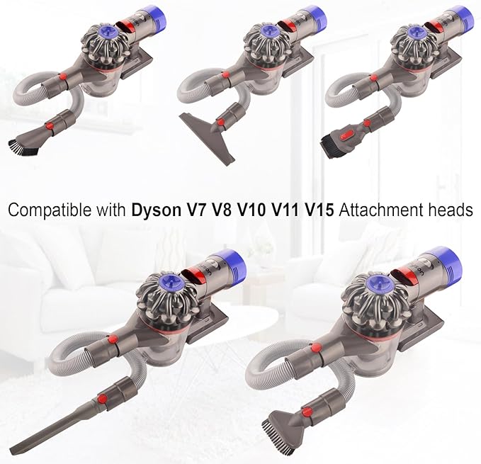 DYSON Accessory Tool Kit (6 pcs ) Attachment Set with Extension Hose Compatible for Dyson V7 V8 V10 V11 V15 SV10 SV11 Cordless Vacuum Cleaner, Quick Release Spare Part Tool Kit for Home and Car Cleaning (6 in 1)