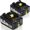 2 Pack Makita Battery 8.0Ah | 18V Replacement Compatible Battery for Makita 18V BL1860 BL1860B BL1850 BL1840 BL1830 BL1815 BL1845 BL1860B 194205-3 | Longer Operational Time