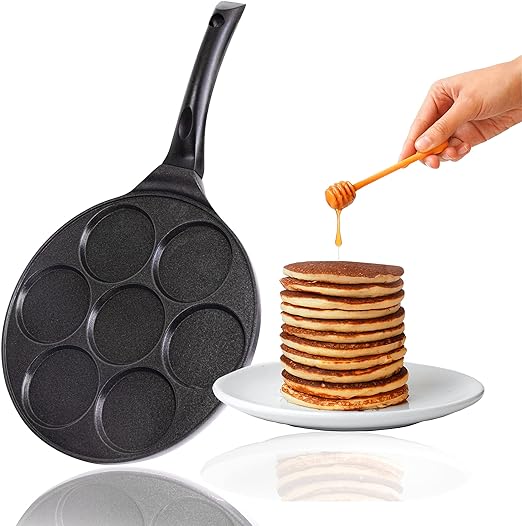 Pancake Frying Pan - Diameter 27 cm with Greblon Ceramics Coating | Induction Ceramic Gas Electric