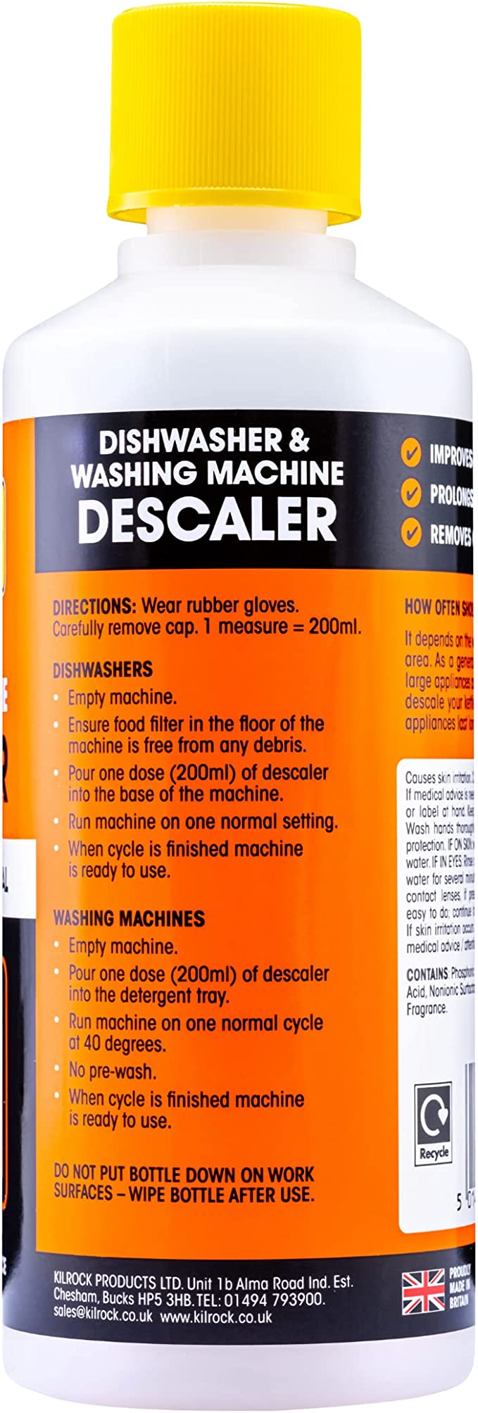Kilrock - Big W Descaler 400 millilitres - Dishwasher and Washing Machine Cleaner for Limescale & Odours