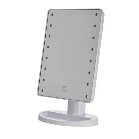 Table top Makeup Mirror with Lights, Lighted Vanity Mirror with 24 Led Tabletop Mirror Light Adjustable,  Cosmetic Mirror Detachable 10X Magnification