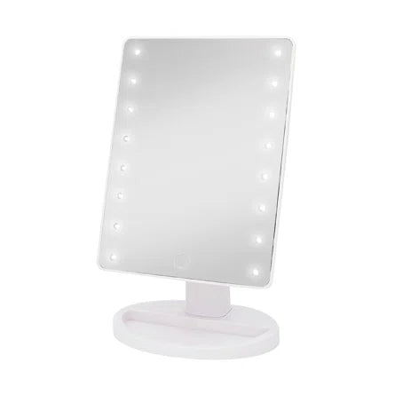 Table top Makeup Mirror with Lights, Lighted Vanity Mirror with 24 Led Tabletop Mirror Light Adjustable,  Cosmetic Mirror Detachable 10X Magnification