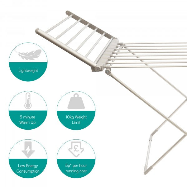Rack Heat Up Clothes Horse DWD 230w 20 Bars Heated Folding Clothes