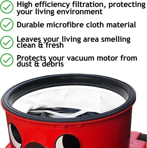10 Sacchetti Filtro Hepa Per Henry Hoover - Filter-Flo Per Numatic Henry, Hetty, James, George
