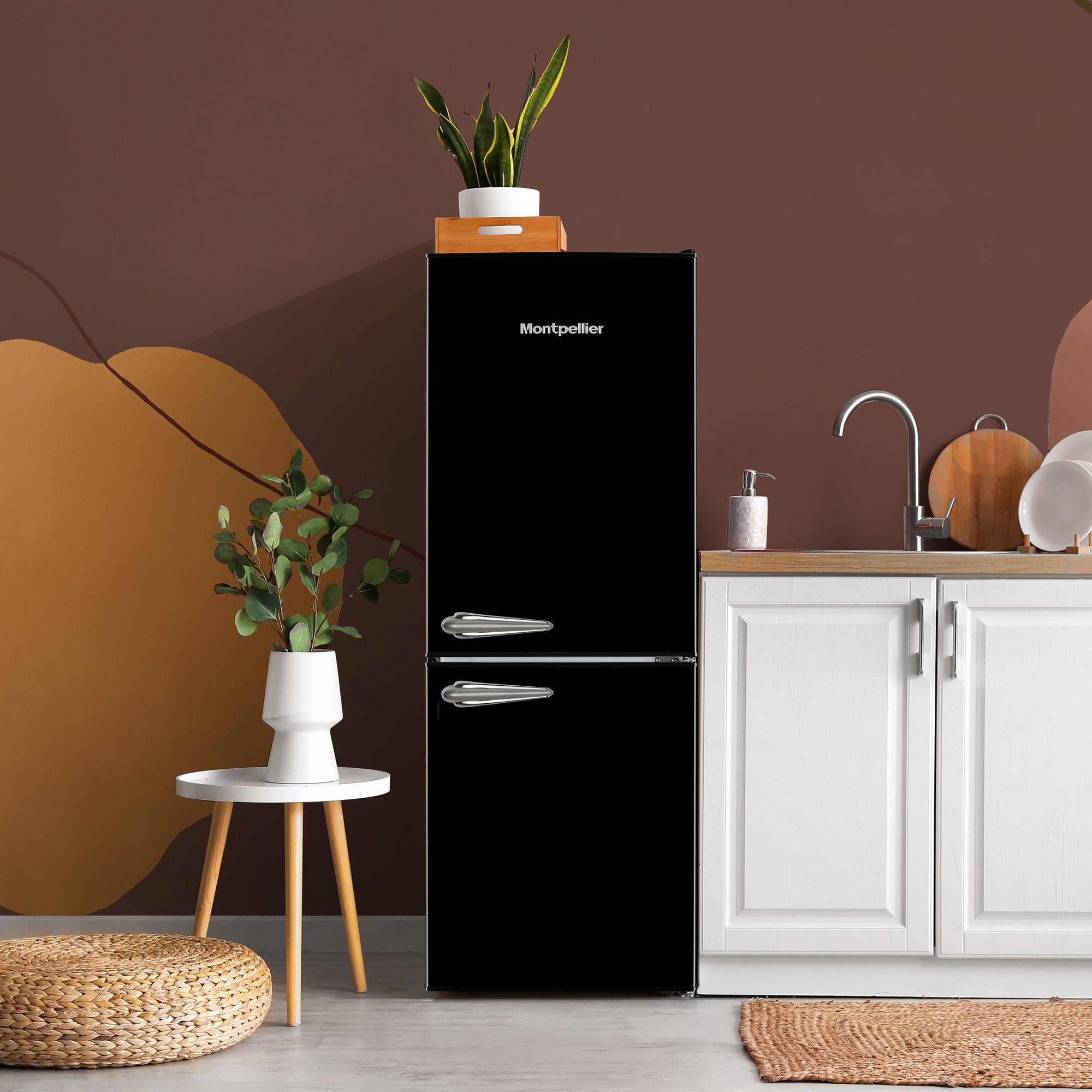 Montpellier MAB145K | Freestanding Retro Style Fridge Freezer – Black
