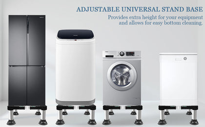 Washing Machine Stand |Adjustable |Washer and Dryer Pedestal with 4 Strong Feet 40-60CM Universal | Mini Fridge Base Width 17-20 cm | Washing Machine Refrigerator Laundry (Black)