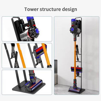 DYSON Vacuum Cleaner and Accessories Storage Rack Stand, Freestanding Metal Stick Design-No Drilling The Wall, Dark Grey PFC764
