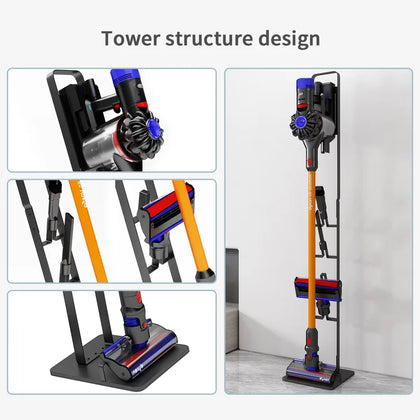 DYSON Vacuum Cleaner and Accessories Storage Rack Stand, Freestanding Metal Stick Design-No Drilling The Wall, Dark Grey PFC764