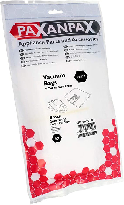 Bosch Type G Bags| Siemens Compatible SMS Bags & Filter Kit VZ41FGALL, VZ51FGALL 'G All Plus' Type Power (Pack of 5+1)