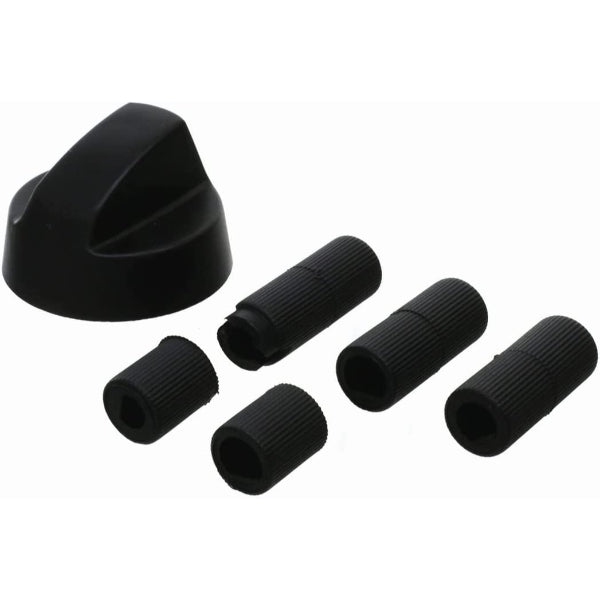 Universal Cooker Oven Grill Control Knob And Adaptors Black Fits both Gas Electric