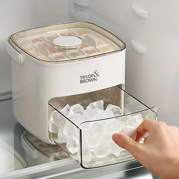 Easy Press Ice Cube Maker with Lid and Bin 48 Cube Reusable Silicone T ...