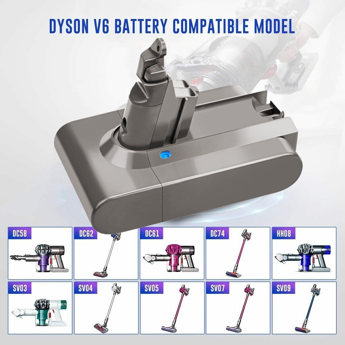 21.6V Akku for Original Dyson V6 Batterie DC58 DC59 SV03 SV05 DC62