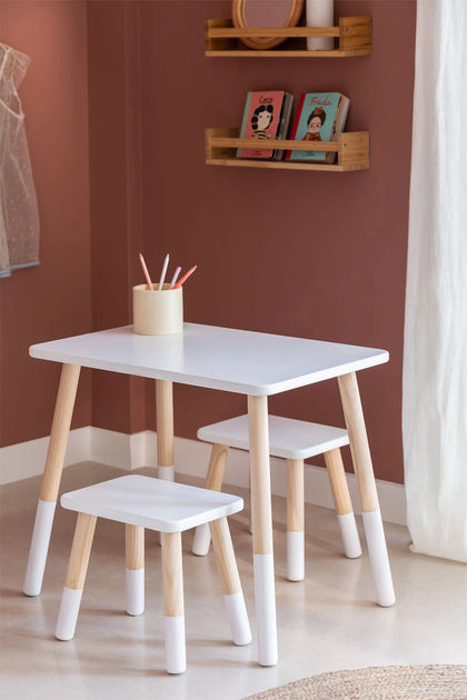 WOODEN TABLE & STOOL SET GRECKO STYLE KIDS