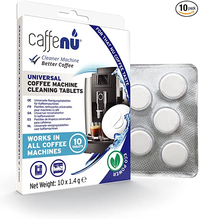 Caffenu | Coffee Machine Cleaner Tablets | 10 x 1.4g Tablets | Coffee Machine Cleaning tablets used every 100 cups | Auto, Filter & Espresso Machine Cleaning Tablets