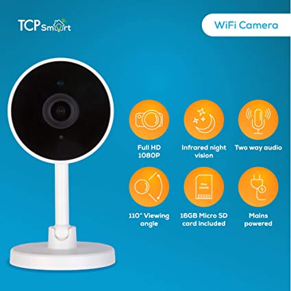 TCP Smart Motion Sensor 1080p WiFi Security Camera - White