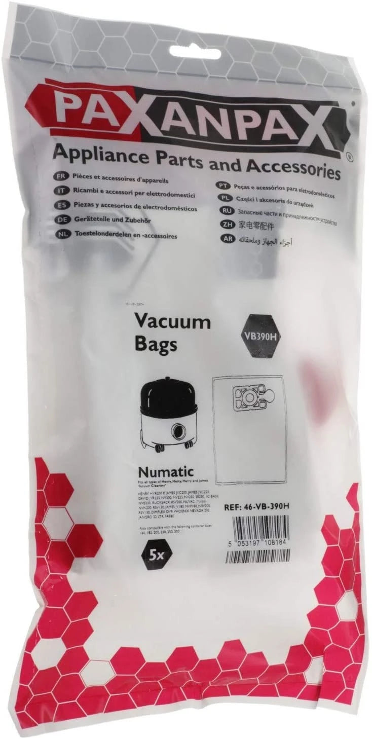 Numatic 200 / Henry 1B/C Microfibre (5 Pack) Fits - Henry, Hetty,Harry and James VB390H