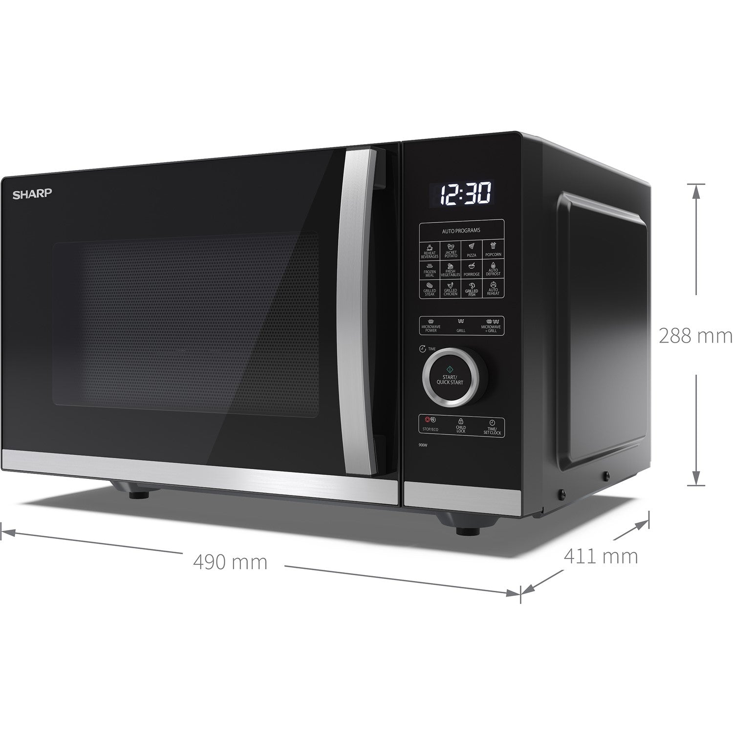 Sharp 25L Digital Flatbed Microwave with Grill - Black