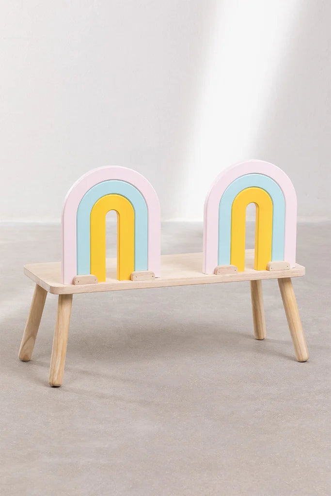 Mini Rainbow Kids Wooden Bench DWYERS HOMESTORE